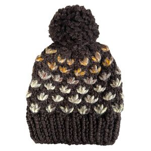 Cozy Knit Pom-Pom Beanie - Brown & Tan